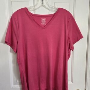 L.L. Bean Women's V-Neck Tee in Vibrant Pink